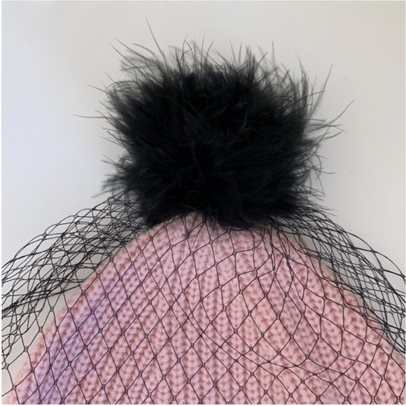 kate spade pink black Fit To Be Tied Wool Veil Hat nwot - Picture 11 of 16